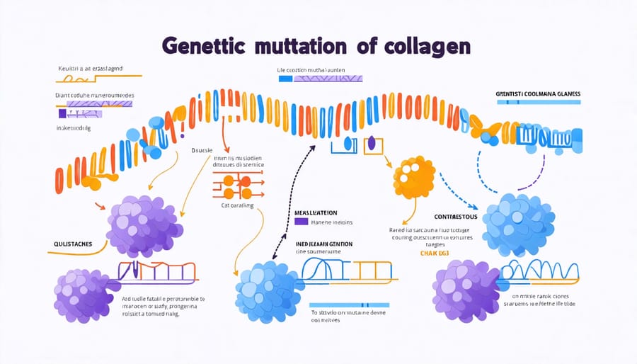 Illustration of how collagen gene mutations cause OI