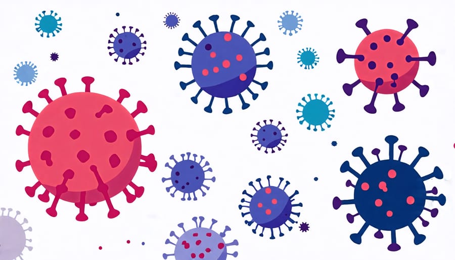 Conceptual illustration of different coronavirus types