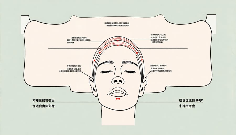 Diagram illustrating sensitive pressure points in the head and neck area