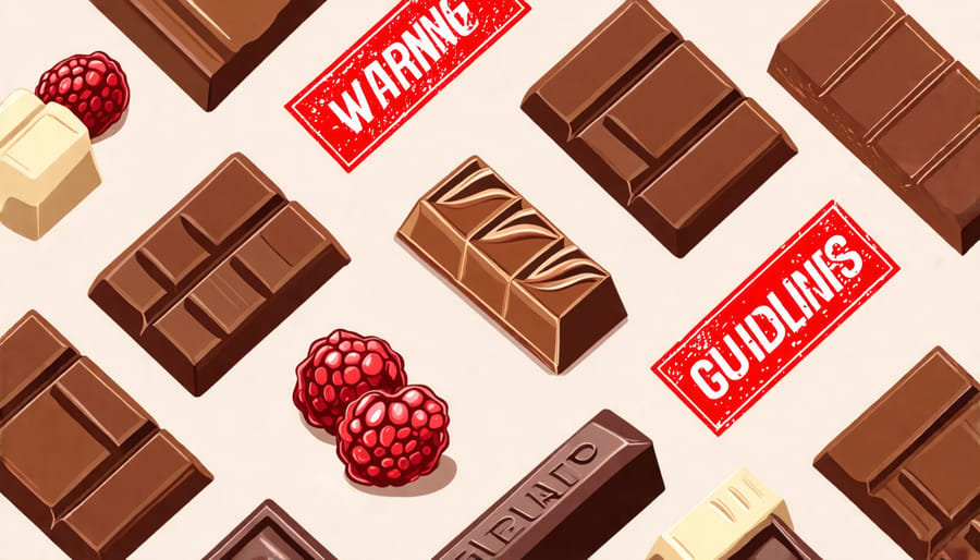 Various chocolate products with a prominent recall warning stamp