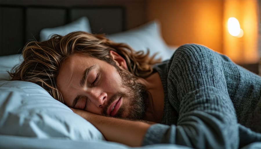 Person experiencing better sleep quality and restfulness