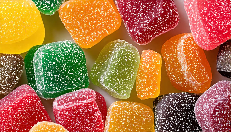 A variety of colorful freeze dried candies showcasing their unique texture and appearance