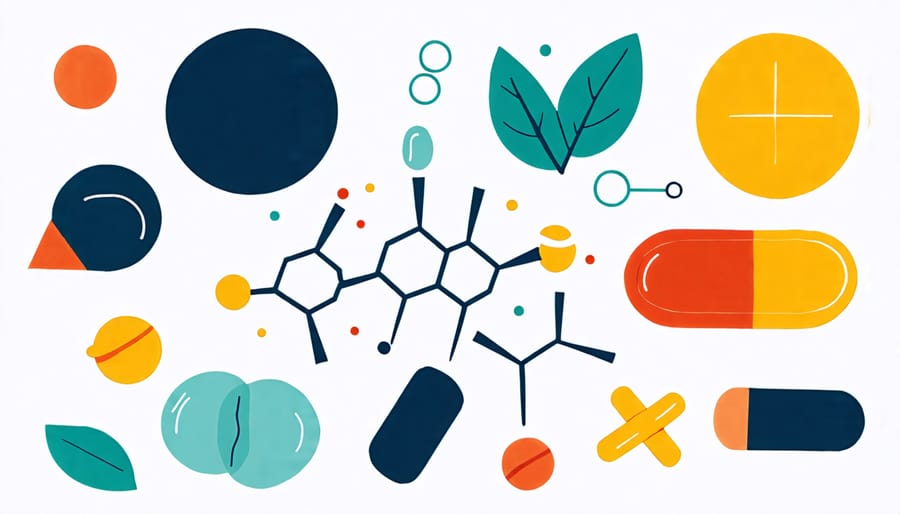 Conceptual representation of B vitamins neutralizing harmful free radicals in the body