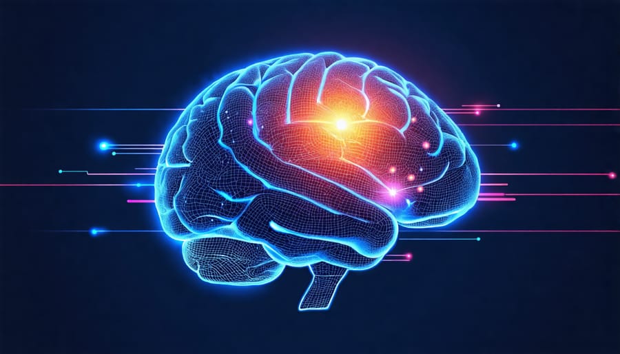 Illustration of a brain with highlighted cognitive areas, symbolizing enhanced functions