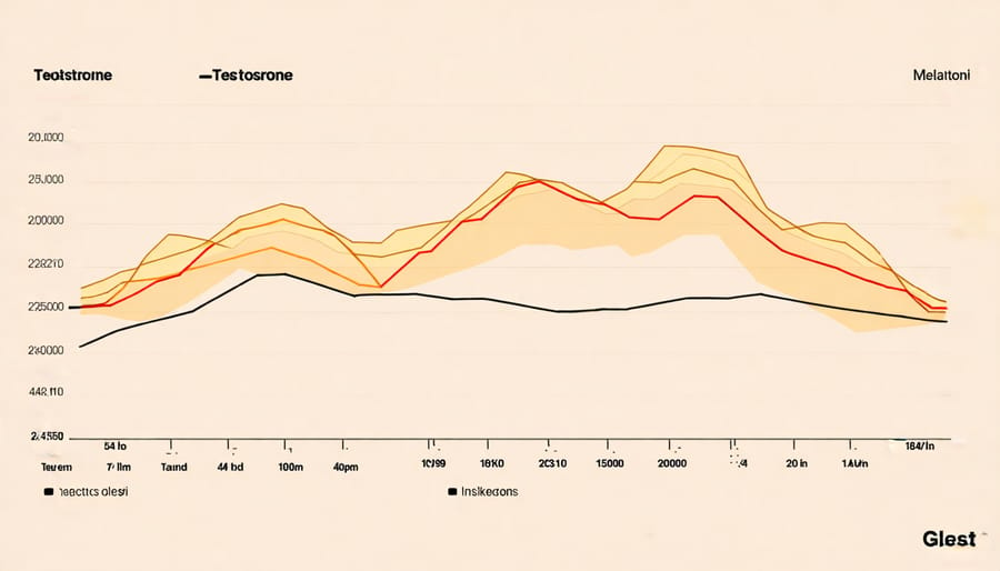 Graph depicting the circadian rhythms of key male hormones throughout the day