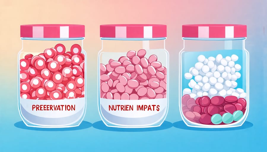 Diagram of the freeze drying process indicating its effects on candy's nutritional qualities