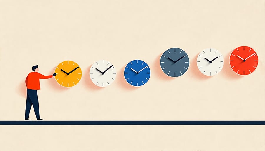 Illustration of incrementally changing an analog clock's time to represent adjusting sleep schedule