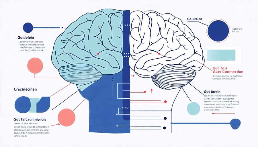 Illustration of the connection between the gut and the brain, highlighting the gut-brain axis