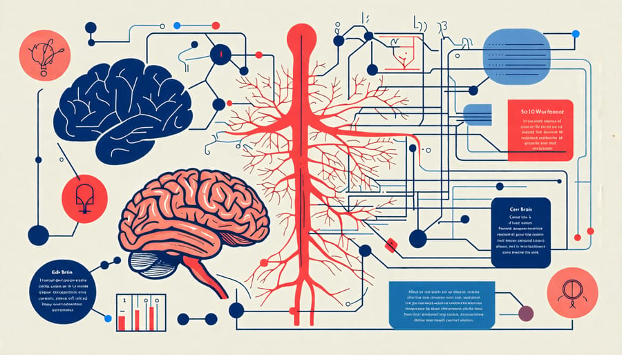 Diagram showing how the gut and brain communicate through the vagus nerve and neurotransmitters