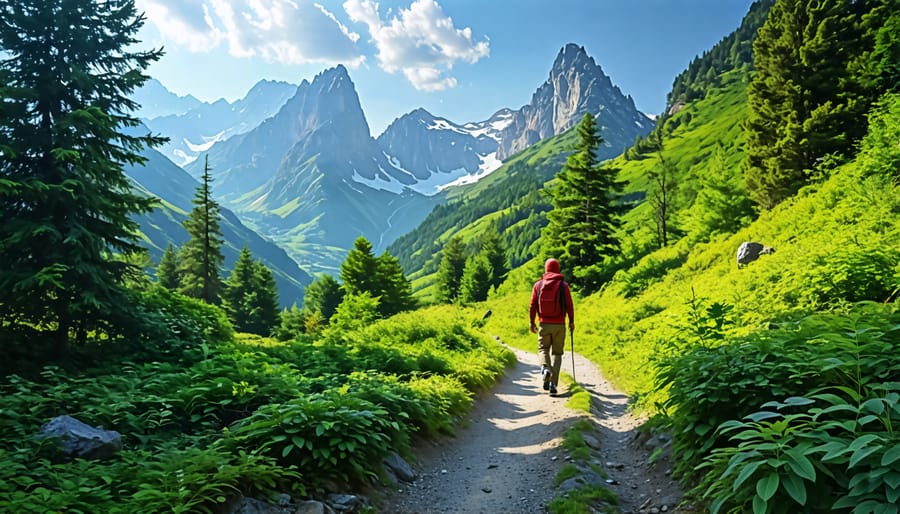 Hiker enjoying a peaceful walk on a beautiful nature trail