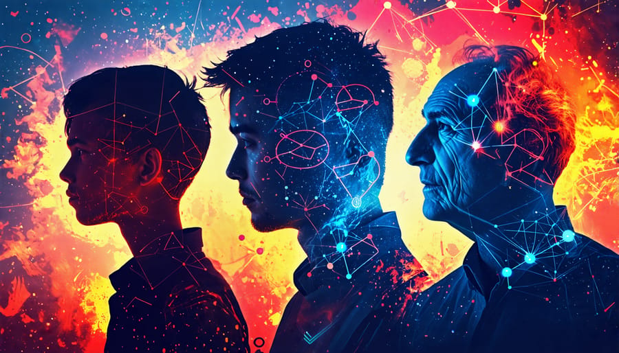 Illustration of the hormonal shifts men experience throughout their lifespan