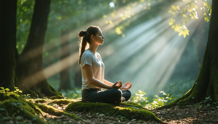 Serene meditation scene in a natural setting