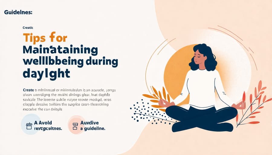 Infographic providing practical tips for mental wellness during daylight savings