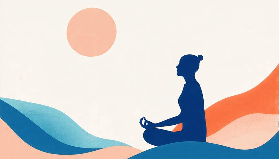 Illustration showing a person engaged in mindful breathing exercises to reduce stress