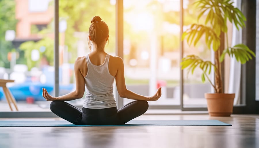 Female athlete practicing self-care and recovery techniques