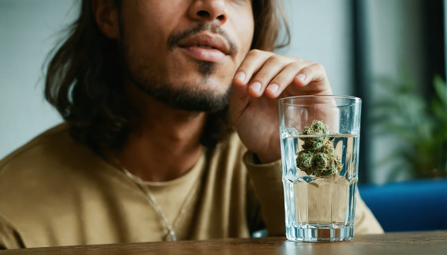 Staying hydrated by drinking water while consuming cannabis edibles