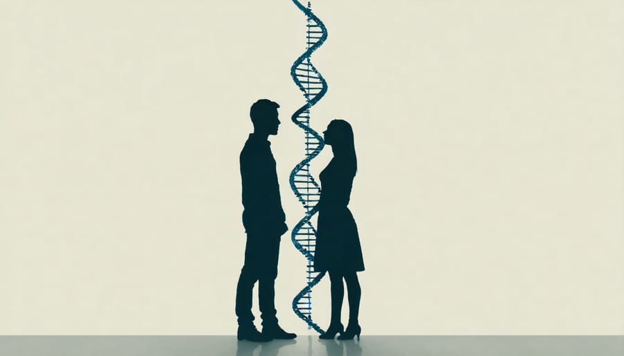 Conceptual illustration of the genetic connection between twins