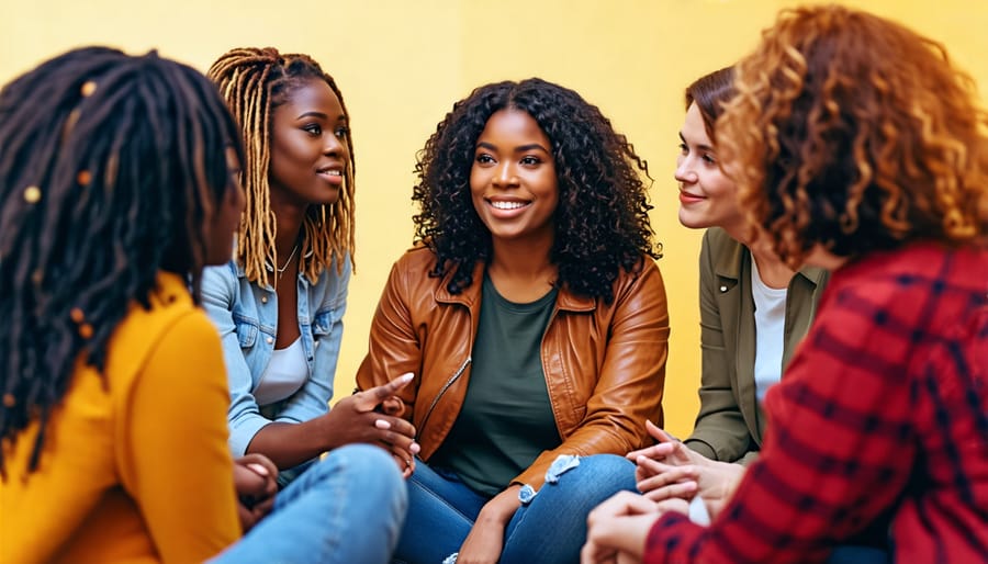 Women's support group meeting to discuss mental health challenges