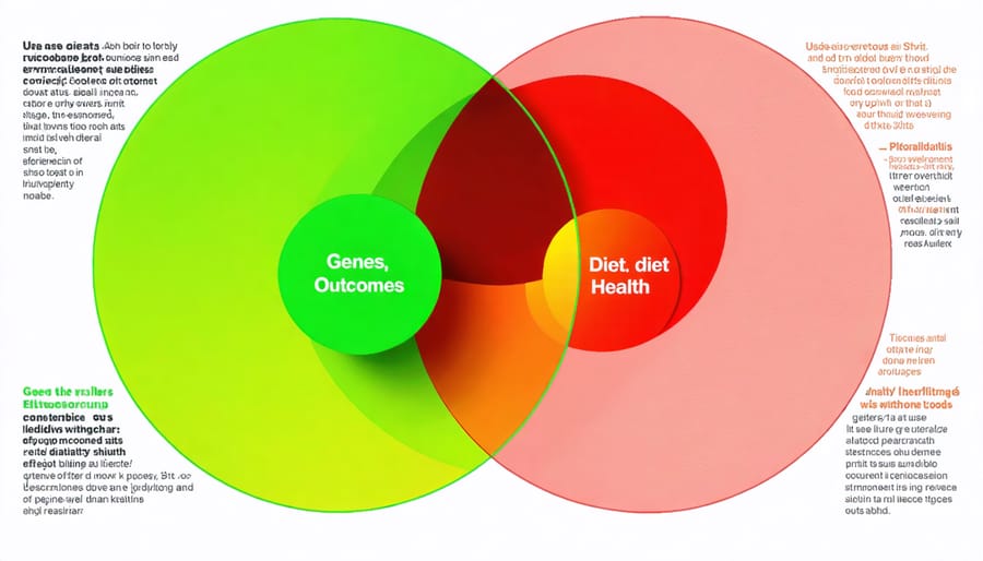 Diagram demonstrating the interconnected nature of genes, diet, and health