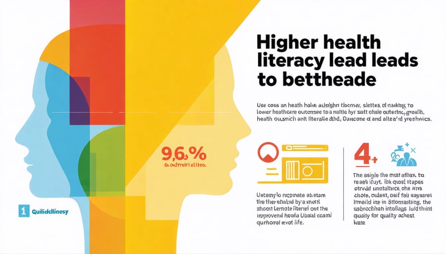 Infographic showing the positive impacts of health literacy on individuals and society