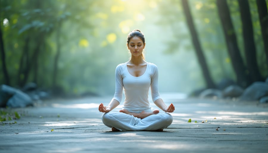 Individual engaging in mindfulness practices for mental and spiritual wellness