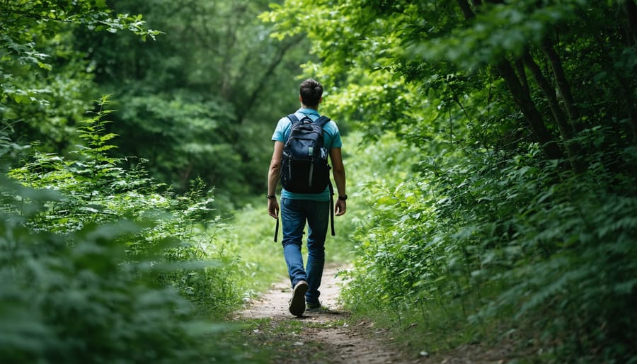 Connecting with nature by walking on a scenic nature trail