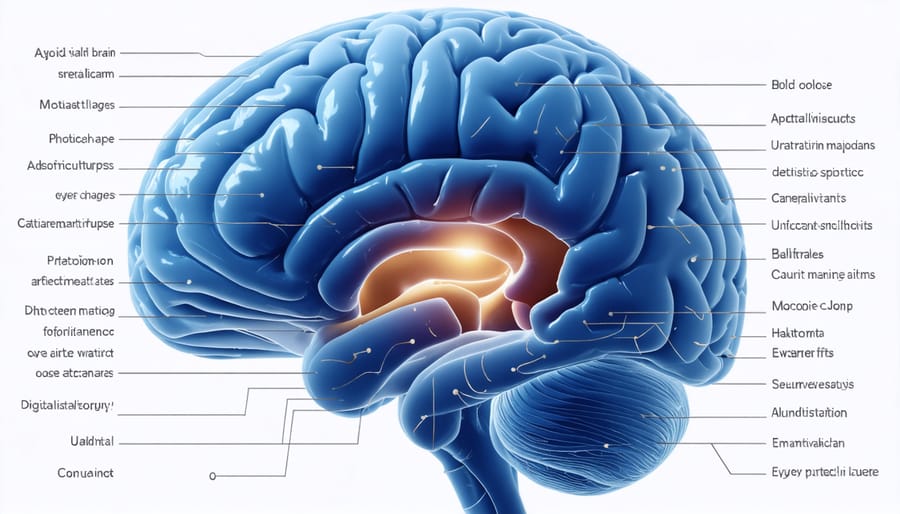 Diagram showing the connection between the brain, nervous system, and lungs