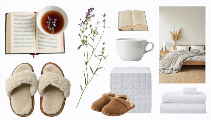 Collection of items representing a calming pre-sleep routine