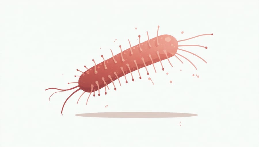 Conceptual illustration depicting common symptoms of salmonella infection