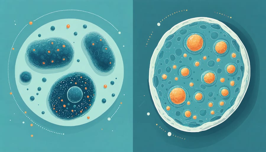 Microscopic view of cellular cleanup mechanisms activated during fasting periods