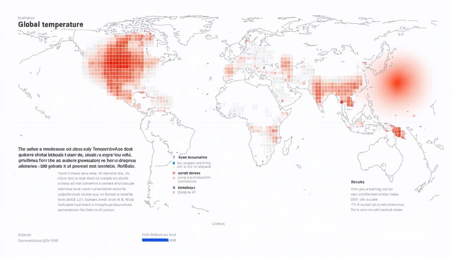 Infographic showing increasing disease prevalence mapped against rising global temperatures