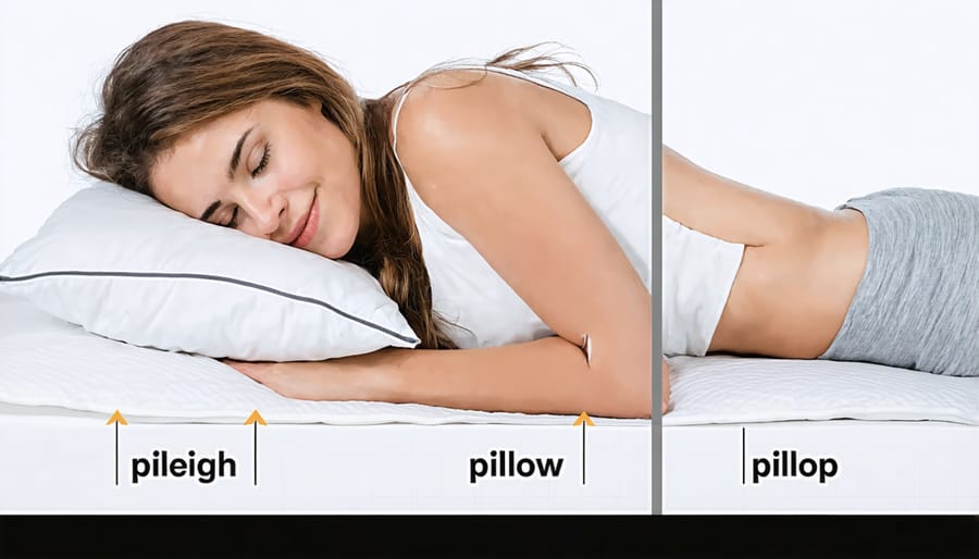 Comparison of proper pillow support for side, back, and stomach sleeping positions