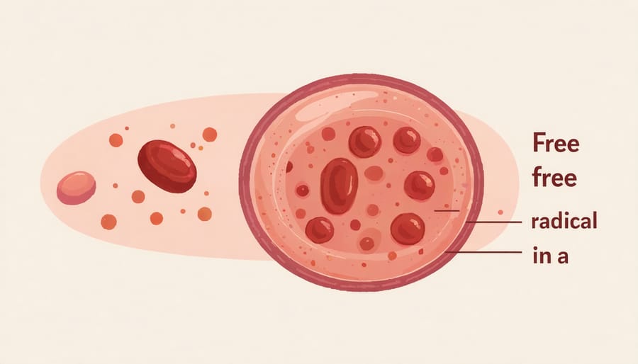 Diagram demonstrating how antioxidants protect cells from free radical damage