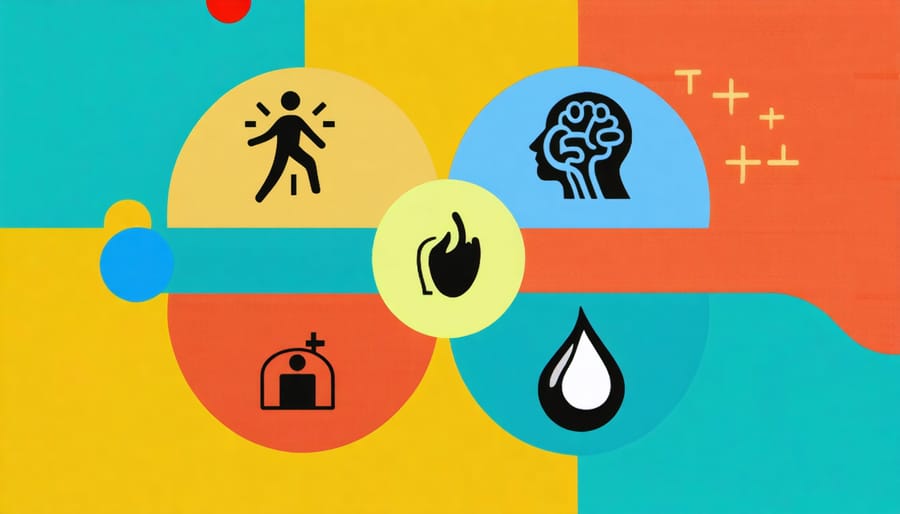 Abstract diagram showing the interconnection between the four aspects of health