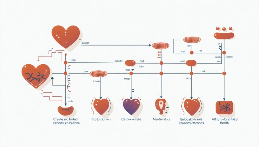 Anatomical diagram of hormone pathways connecting the endocrine system to the cardiovascular system