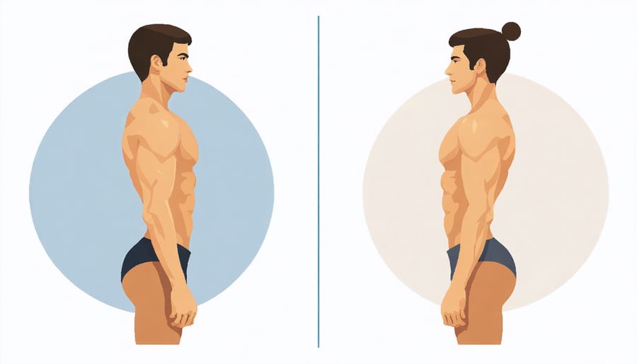 Before and after illustration showing how intermittent fasting affects body fat distribution while maintaining muscle mass