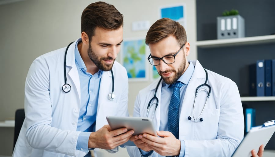 Male wellness doctor discussing personalized health plan with patient in consultation room