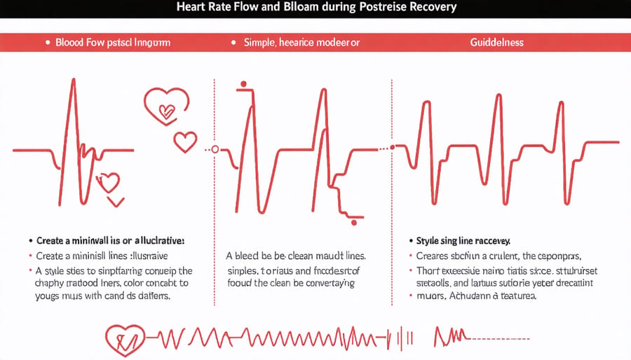 Diagram illustrating how heart rate and blood circulation normalize after exercise