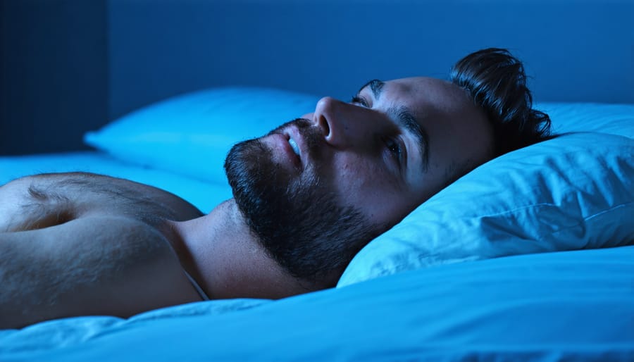 Man in peaceful sleep state during hypnosis session