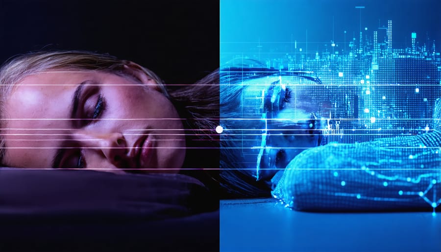 Comparison of normal and disturbed sleep pattern graphs from sleep study results