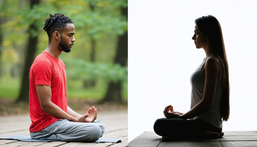 Before and after comparison of stress management through meditation