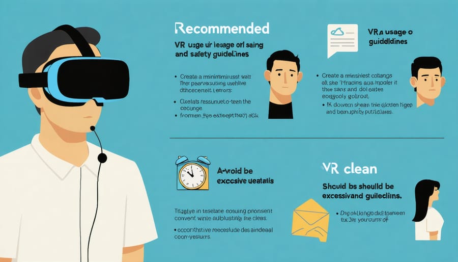 Visual guide displaying VR therapy safety tips and best practices