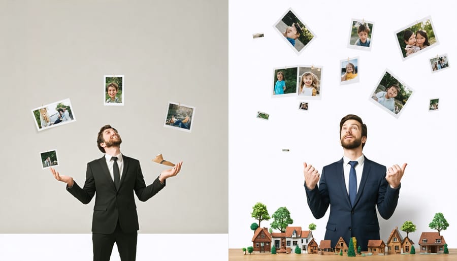 Man struggling to balance work responsibilities and family life