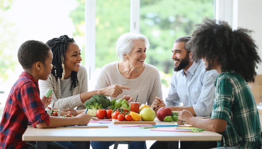 Multi-ethnic group engaged in community nutrition planning meeting