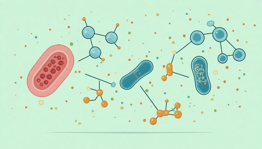 Diagram showing key hormones and their interaction with gut microbiota