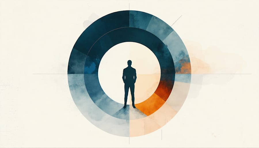 Conceptual illustration of personal boundaries showing healthy relationship distances