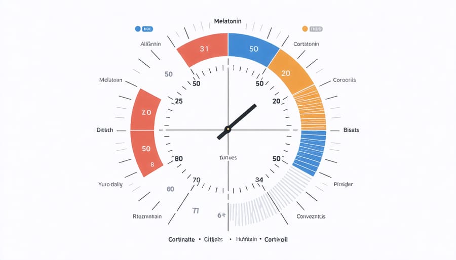 24-hour circular diagram showing daily hormone level patterns and their relationship to sleep-wake cycle