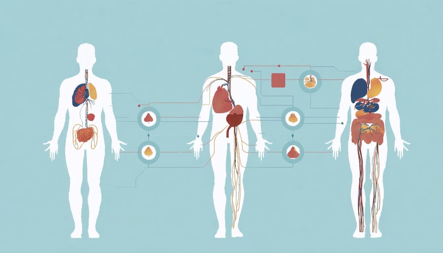 Illustration of human body systems showing how different medical conditions are interconnected