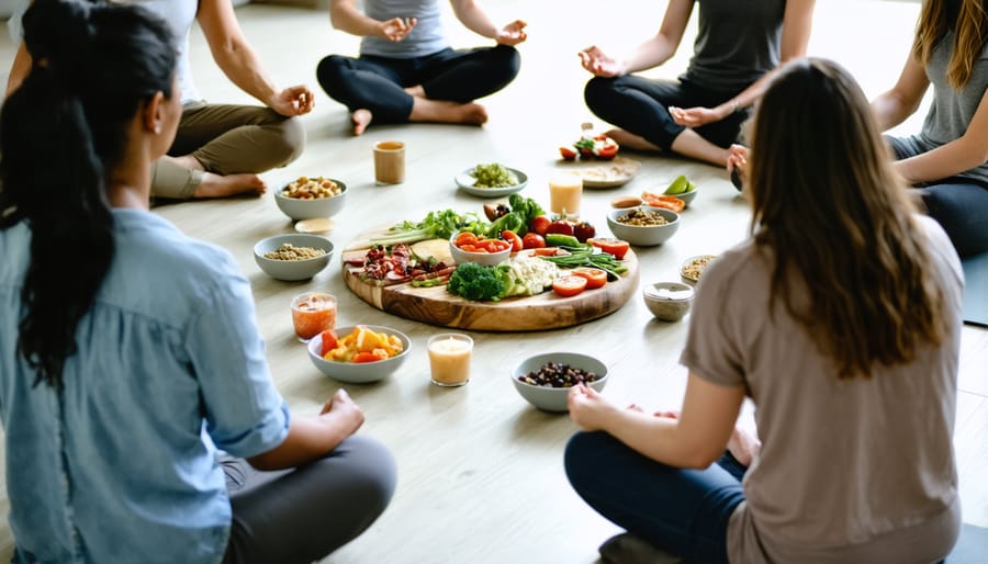 People practicing mindful eating techniques during a community workshop