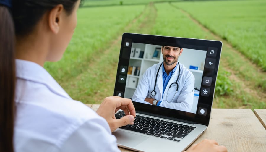 Healthcare provider having a virtual consultation with patient through telehealth platform